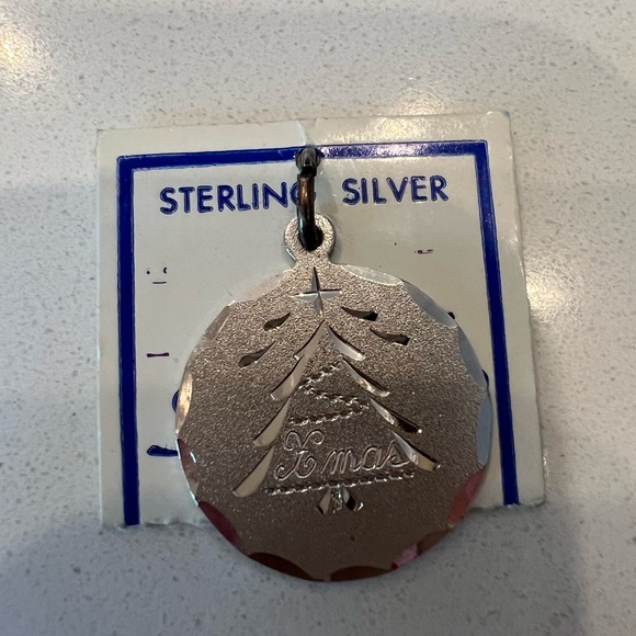 Spencer Co 925 Sterling Silver Xmas Christmas Tree Charm Diamond Cut c1960s NWT - Picture 2 of 3